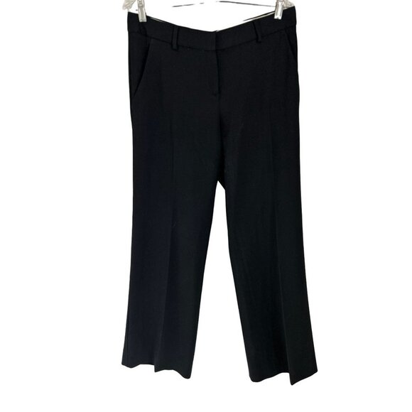 THEORY Wool Crepe Black Trousers Wide leg Pants Size 8 - Picture 1 of 11